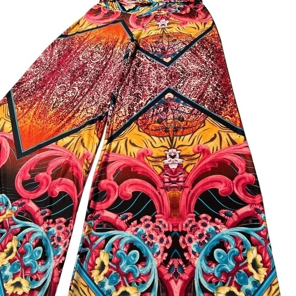 J Red Boho Hippie Aztec Wide Leg Palazzo Pants Women's Size L Tall - Picture 4 of 14